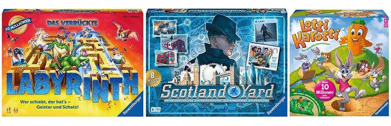 Die Spiele "Das verrückte Labyrinth", "Scotland Yard" und "Lotti Karotti" werden verfilmt.