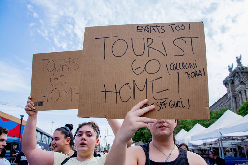 Proteste gegen Tourismus in Barcelona im Juli 2024. 