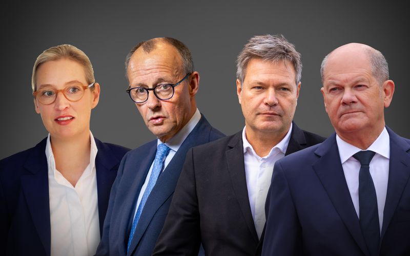 Alle vier Kanzleranwärterinnen und -anwärter in einer Runde? Dafür sprach sich nun CDU-Kandidat Friedrich Merz (zweiter von links) aus.