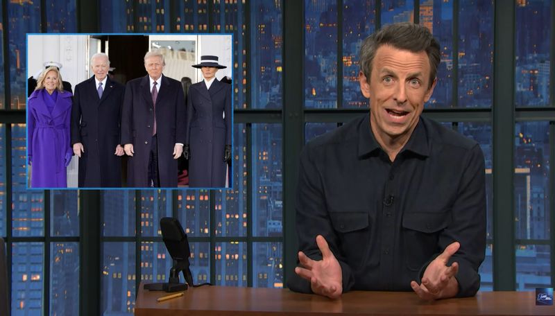 US-Talker Seth Meyers thematisierte wie zahlreiche seiner Kollegen die Amtseinführung von Donald Trump.